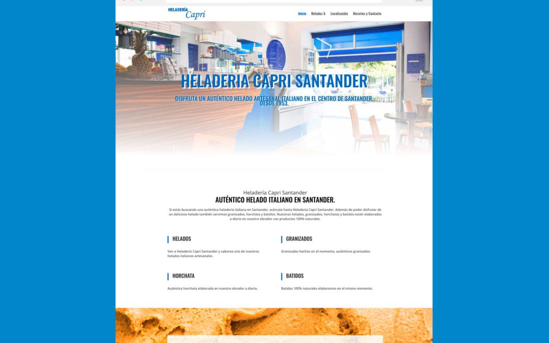 Página Web Heladería Capri Santander