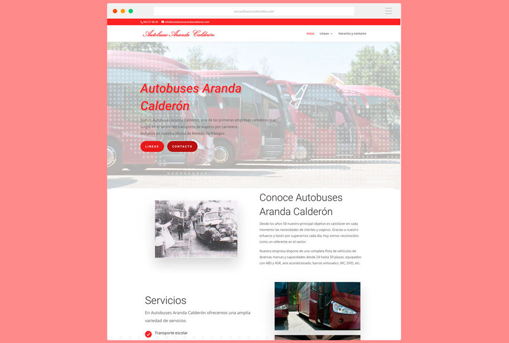 Página Web Autobuses Aranda Calderón