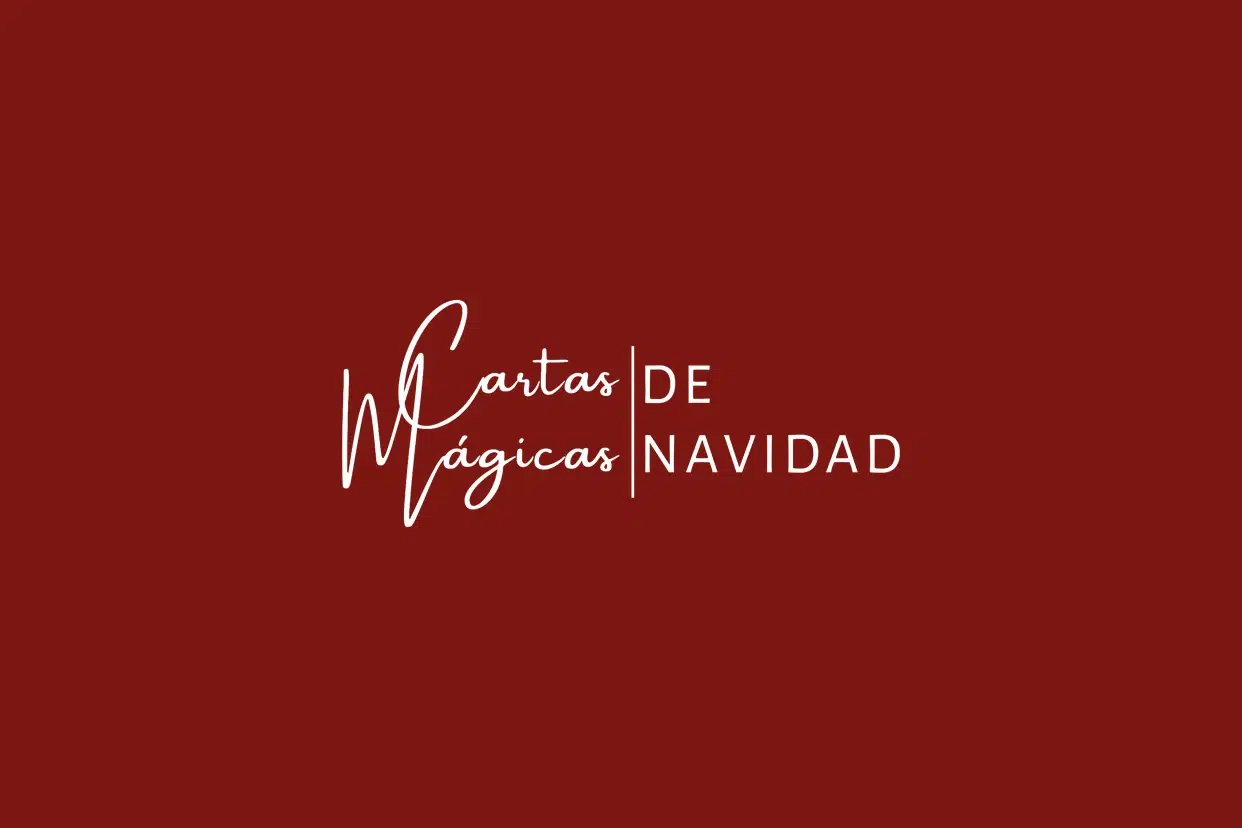 Logotipo de Cartas Mágicas de Navidad en blanco sobre rojo