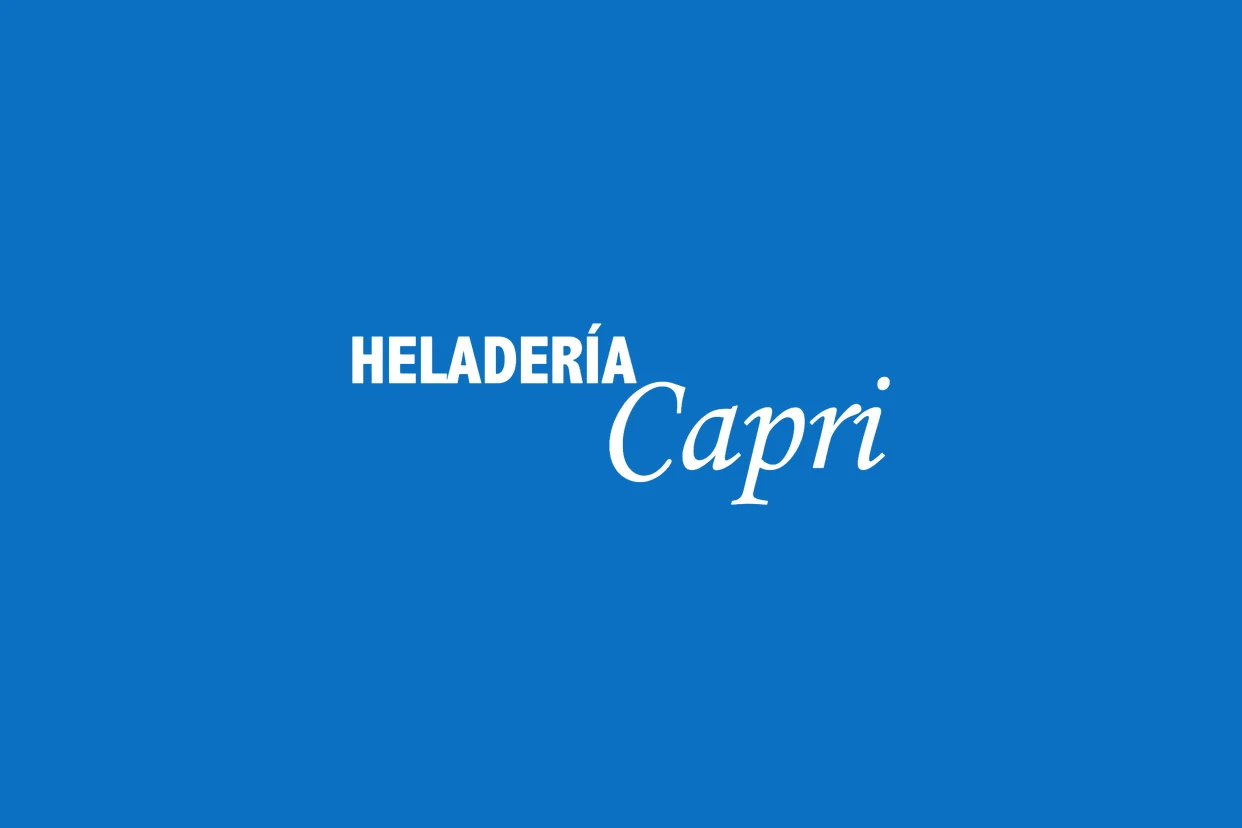 Logotipo de Heladería Capri en blanco sobre azul