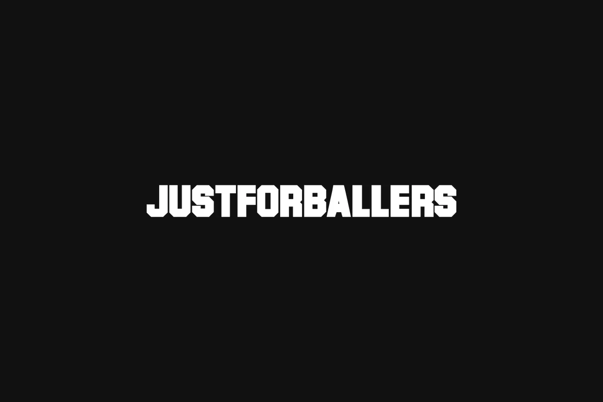 Logotipo de Just For Ballers en blanco sobre negro